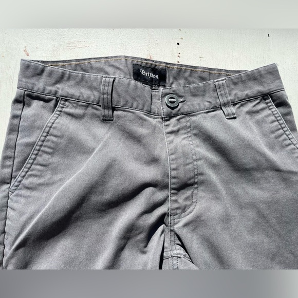 Men's Brixton Pants Gray Solid Reverse 32x32 Flat Front Skate Chino Casual Work - Picture 5 of 15